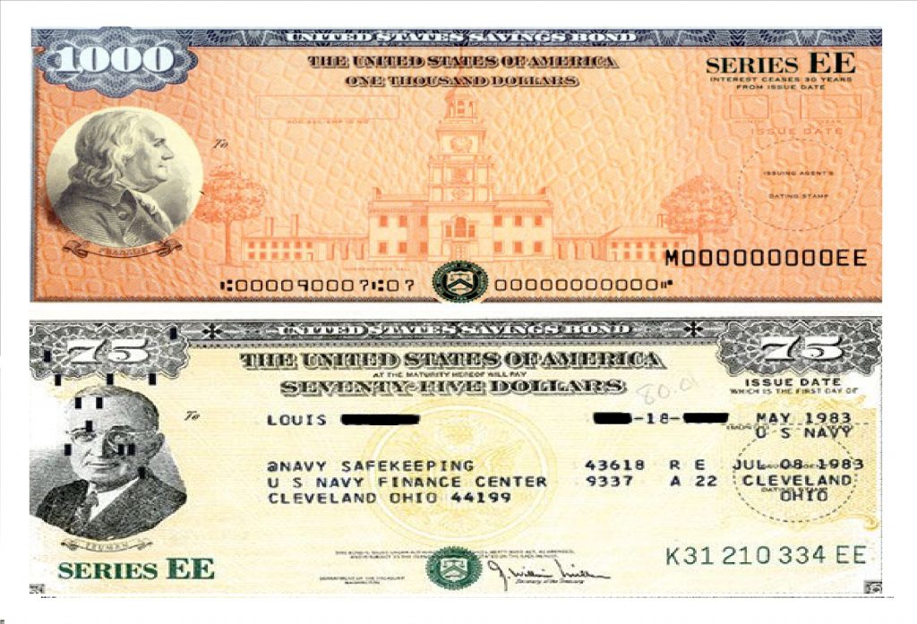 Series EE Bonds, $1000 and $75, Finance, Investment, Bills
