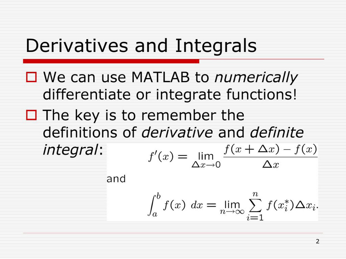 How To Calculate Derivatives In Matlab