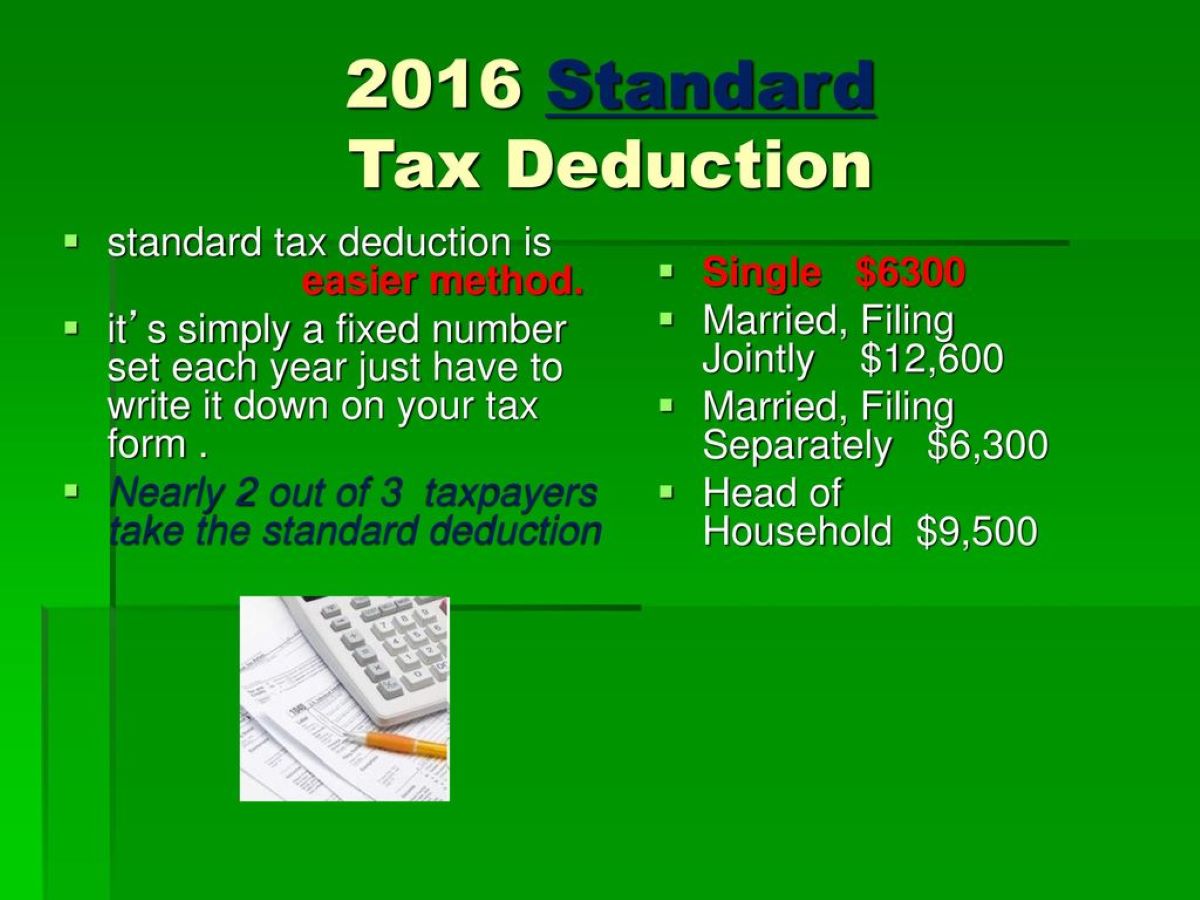 What Is The Standard IRS Deduction For 2016?