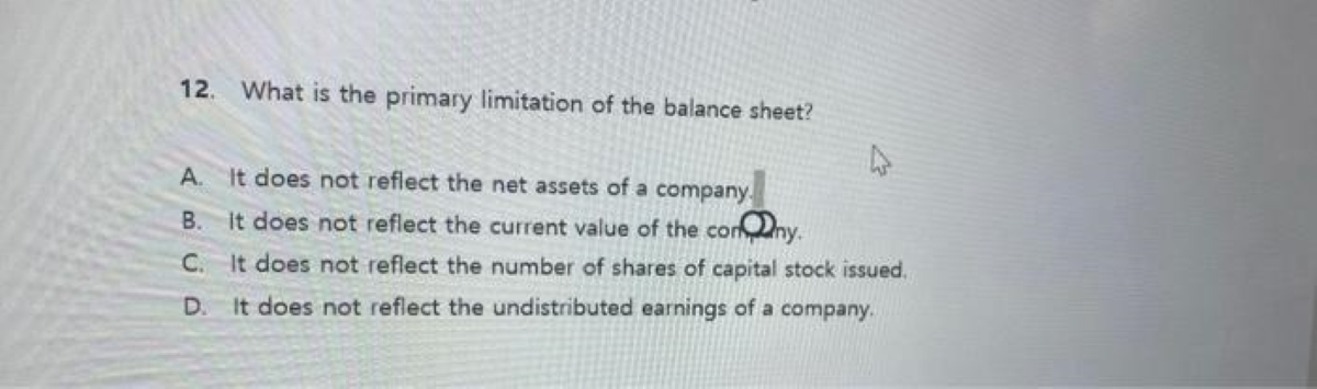 What Is The Primary Limitation Of The Balance Sheet?