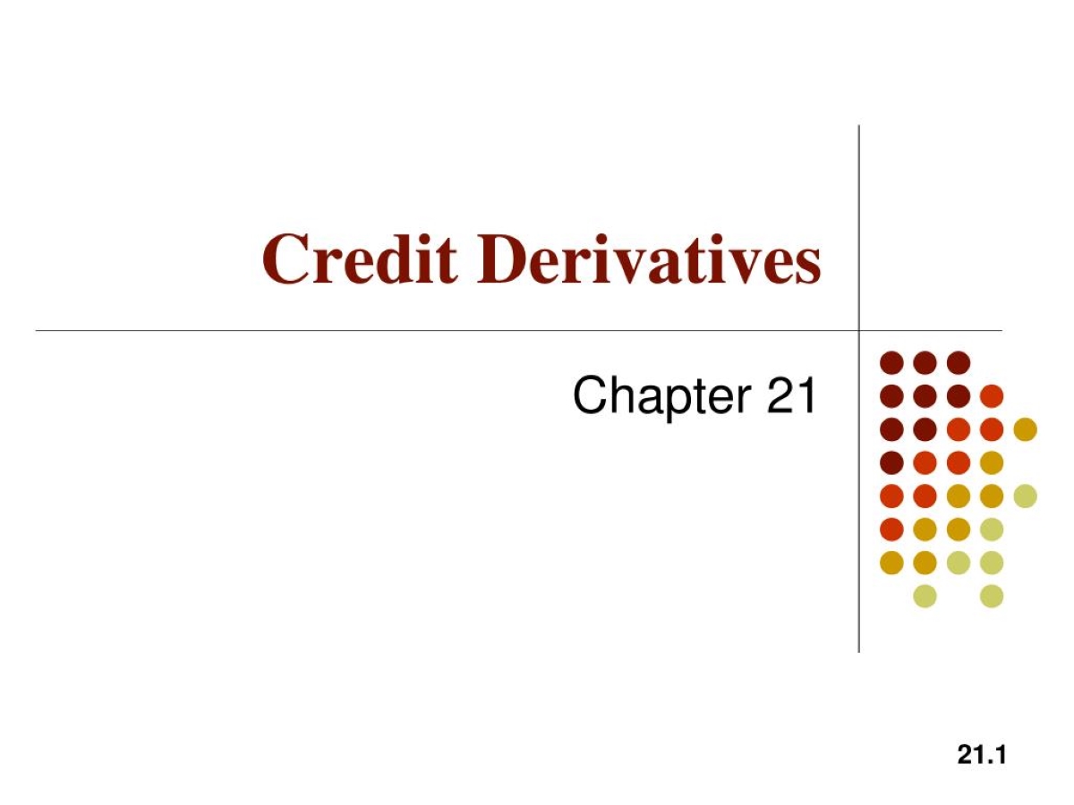 What Are Credit Derivatives